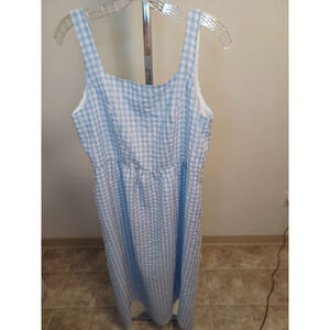 Pretty Garden Blue Checked Dress Size Large - NWT